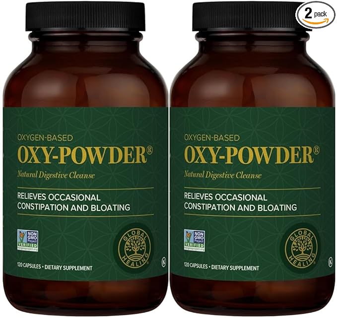 Global Healing Center Oxy-Powder Colon Cleanse Detox - Oxygen Based Safe and Natural Intestinal Cleanser, 120 Count (Pack of 2)