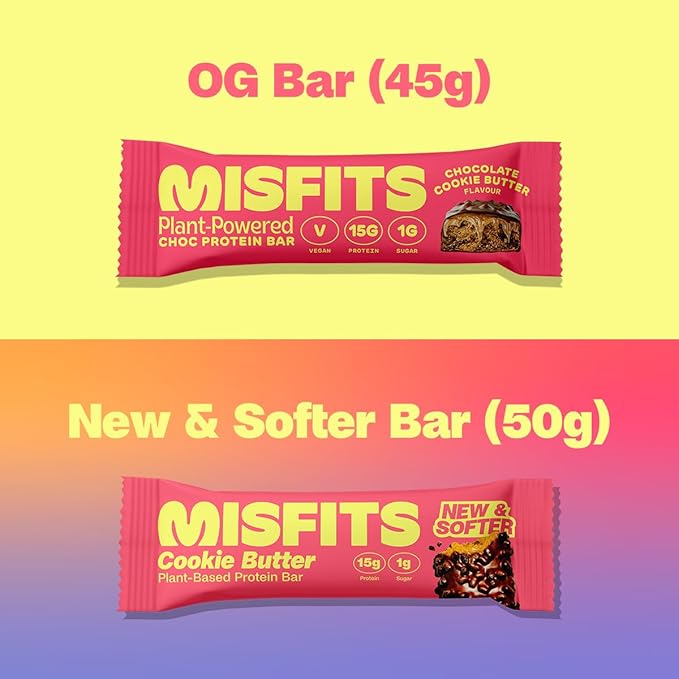 Misfits Vegan Protein Bars - Updated Recipe | Plant Based, Low Sugar & Carb, High Fiber Snacks | Variety Pack of 12 (4 Flavors)