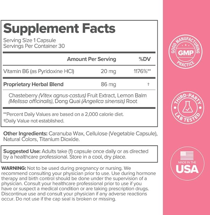 O Positiv FLO PMS Vitamins 30 Servings 1) - B6, &