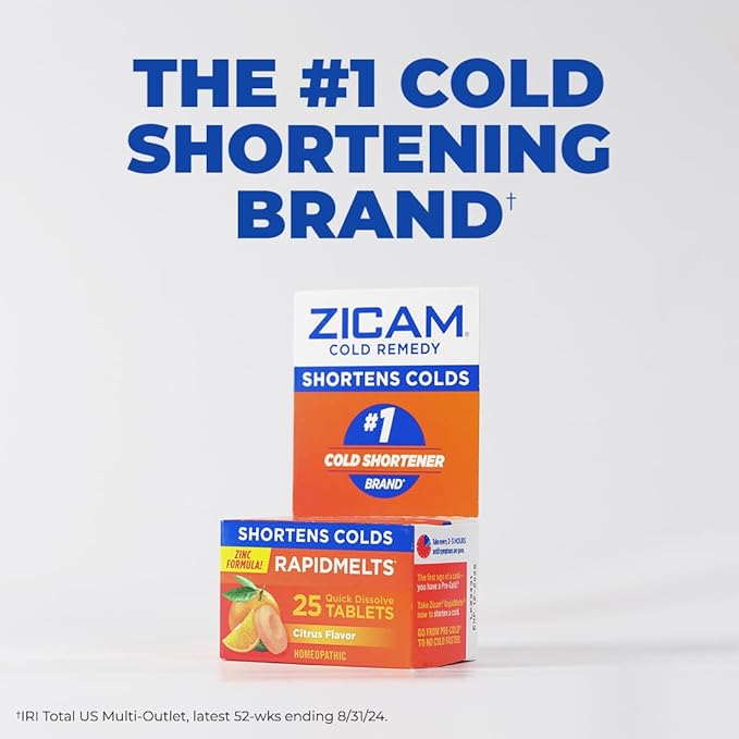 Zicam Cold Remedy Zinc Rapidmelts, Citrus Flavor, 25 Count (Pack of 1)