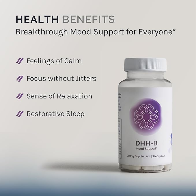 DHH-B Mood Support Supplement, Magnolia Bark Extract with Honokiol, Sleep Aid, Promotes Relaxation, Calm, Stress Relief, 30 Capsules (1 Month Supply)