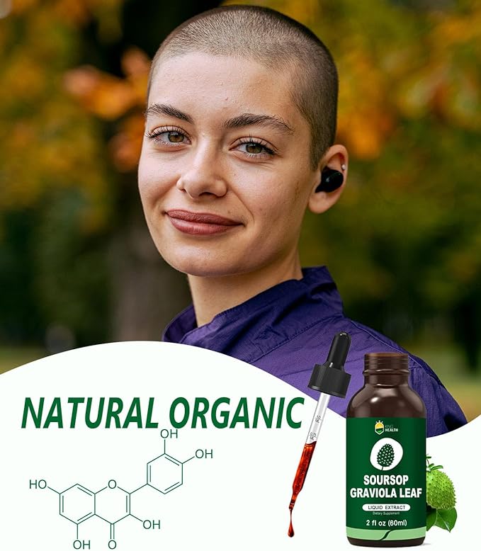 Organic Soursop Graviola Guanabana Leaves Extract Liquid Supplements, Pure Soursop Bitters, 98% Absorption, Vegan, Non-GMO, Gluten Free - 2 fl oz