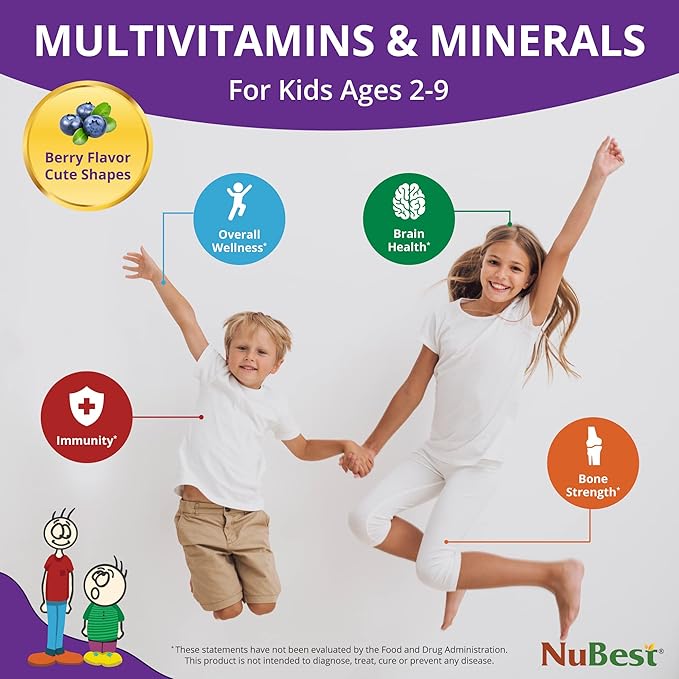 NuBest Tall Kids - Toddlers Vitamins and Kids Vitamins for Age 2 to 9 - Healthy Height Growth & Height Booster with Multivitamins & Minerals | 90 Chewable Tablets | 6 Pack