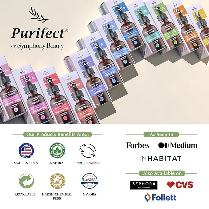 Made in USA Natural PURIFECT Facial Serums - 30 ml - Ceramide - Repair Dryness - Good for Dryness, Itching, and Inflammatory Skin - Fast Absorbing + Non Greased Formula