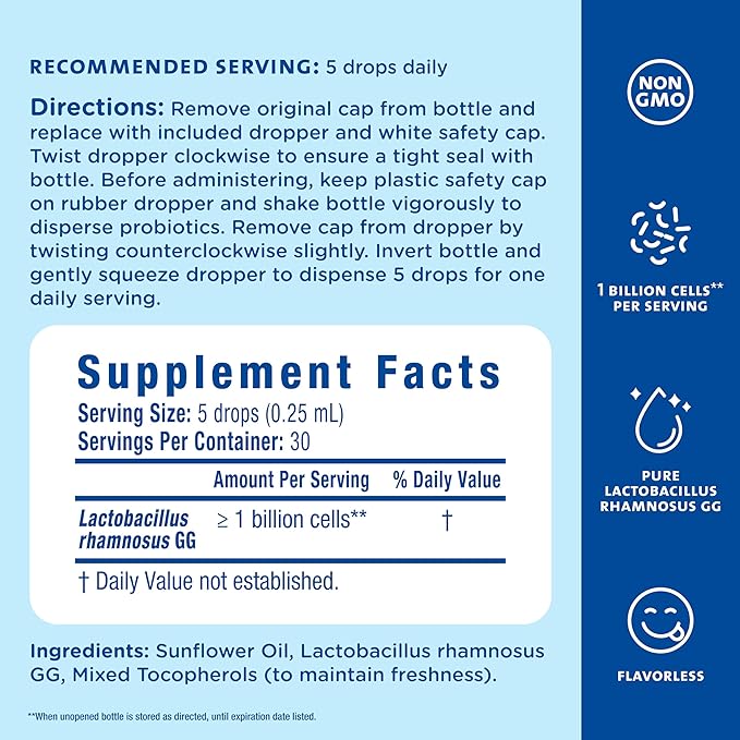 Mommy's Bliss Baby Probiotic Drops, Daily Gas, Constipation, and Colic Symptom Relief + Immune Support, Newborns & Up, 0.34 Fl Oz (30 Servings)