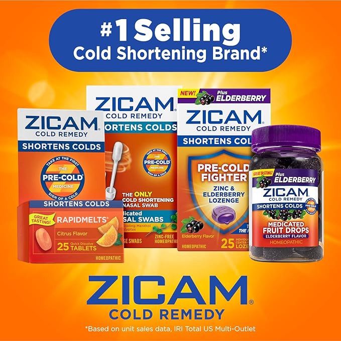 Zicam Cold Remedy Zinc Rapidmelts, Citrus Flavor, 25 Count (Pack of 2)