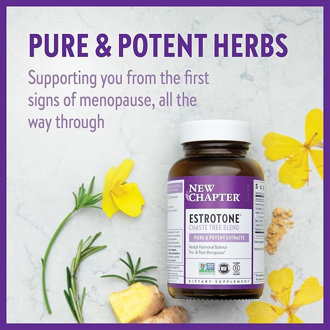 New Chapter Peri-Menopause Supplement - Estrotone Herbal Hormone-Balance Blend with Black Cohosh to Reduce Hot Flashes & Night Sweats - 30 ct Vegetarian Capsule