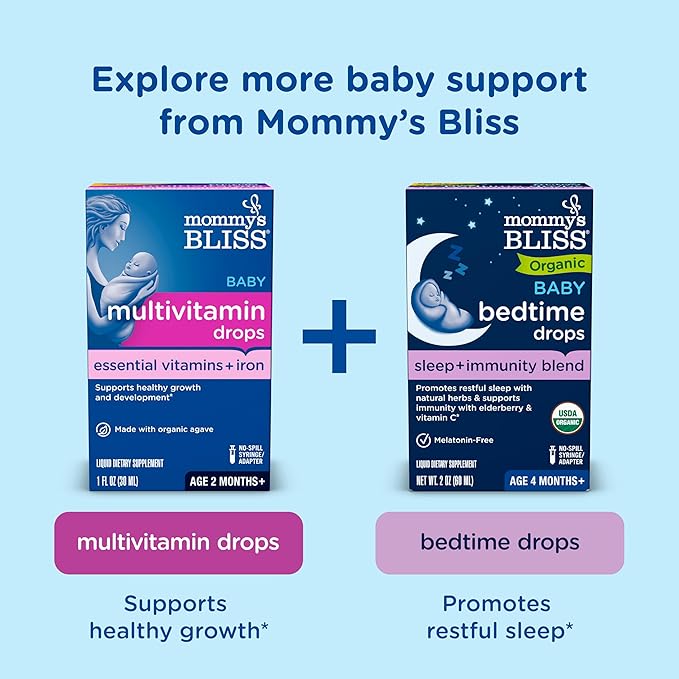 Mommy's Bliss Baby Probiotic Drops, Daily Gas, Constipation, and Colic Symptom Relief + Immune Support, Newborns & Up, 0.34 Fl Oz (30 Servings)