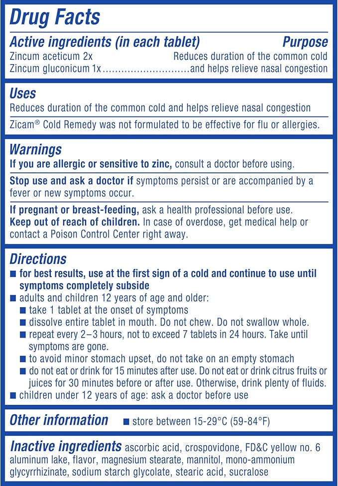 Zicam Cold Remedy Zinc Rapidmelts, Citrus Flavor, 25 Count (Pack of 1)