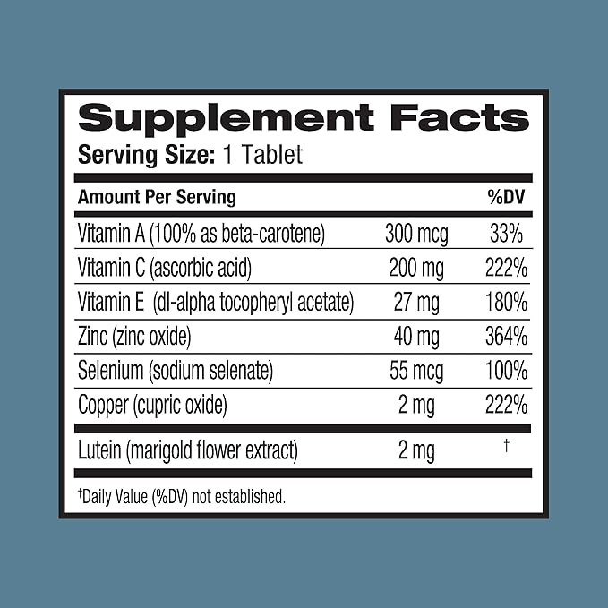 Bausch + Lomb Ocuvite Eye Vitamin and Mineral Supplement with Lutein,120 Count - Pack of 2
