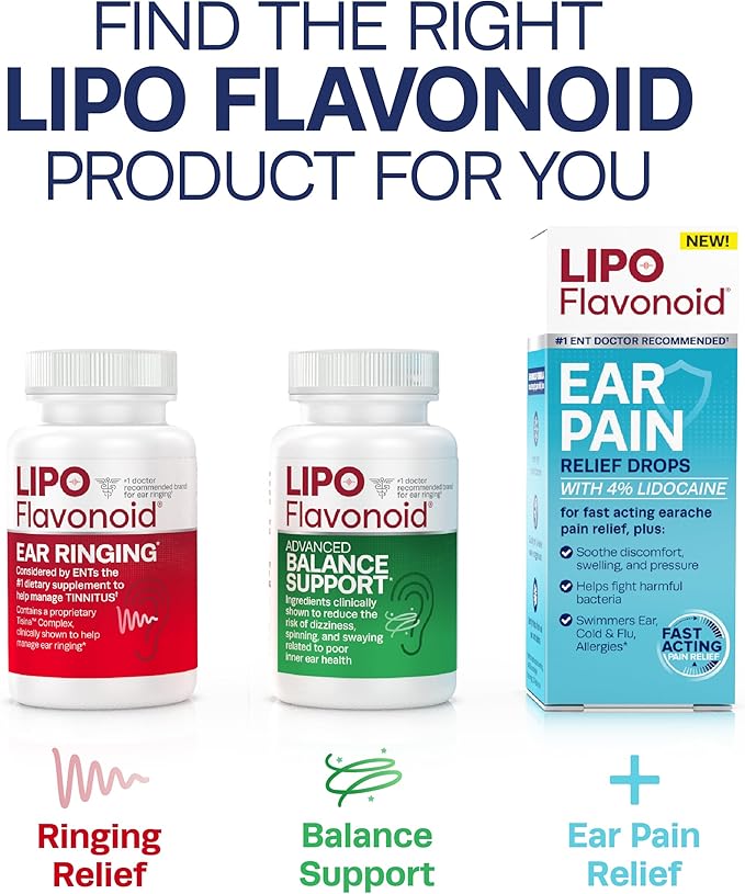 Lipo-Flavonoid Plus,Tinnitus Relief for Ringing Ears, OTC Flavonoid Ear Health Vitamins, Vitamin C, Clinically Proven Formula, Doctor Recommended, 500 Caplets