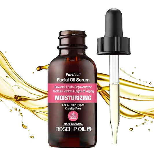 MADE IN USA 100% NATURAL Facial Glass skin Serum Gua Sha Oil 30ml 1 fl oz (Natural 100 Rosehip Oil)