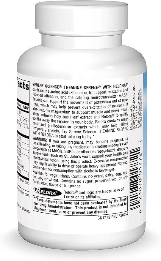 Source Naturals Serene Science Theanine Serene with Relora - Calm Mind & Body - 60 Tablets