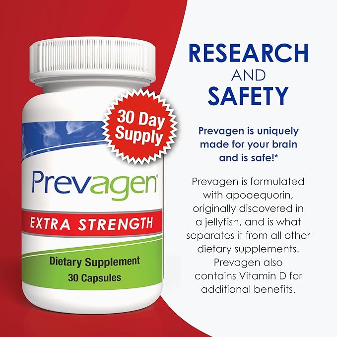 Prevagen Extra Strength 20mg, 30 Capsules |2 Pack| with Apoaequorin & Vitamin D with Attractive and Stackable Storage Box