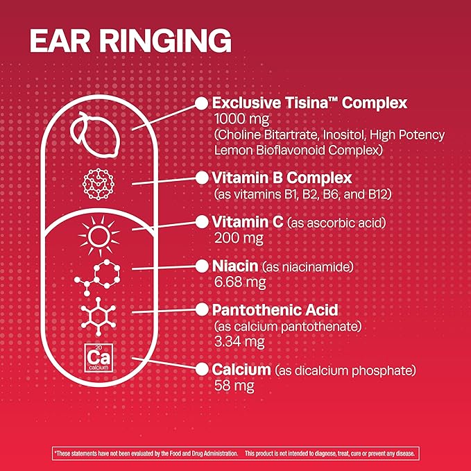 Lipo-Flavonoid Plus,Tinnitus Relief for Ringing Ears, OTC Flavonoid Ear Health Vitamins, Vitamin C, Clinically Proven Formula, Doctor Recommended, 500 Caplets