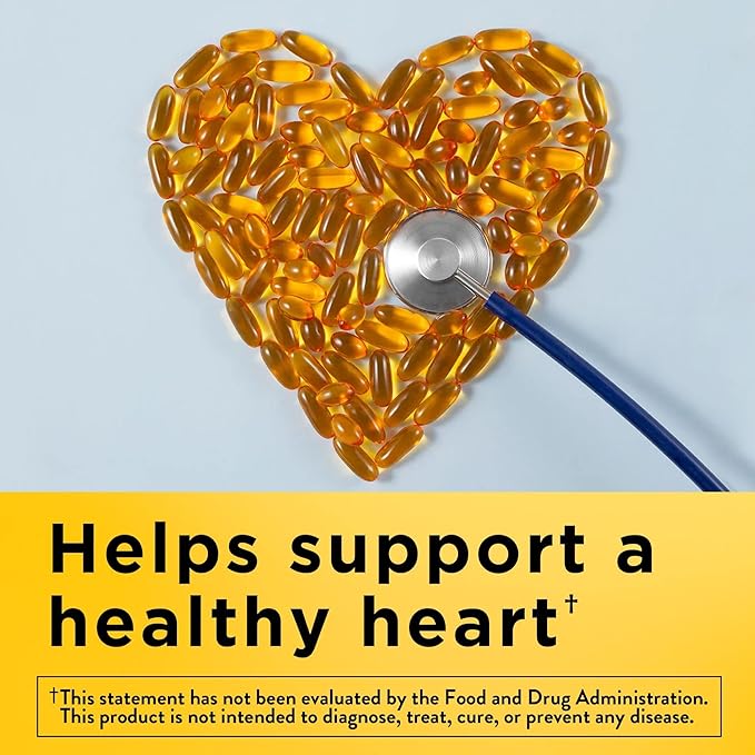 Nature Made Burp Less Fish Oil Omega 3 Supplements, 1200 mg Softgels, EPA DHA Omega 3 Fish Oil Supplements for Healthy Heart Support, 60 Softgels, 30 Day Supply